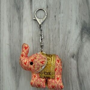 Pink and Gold Elephant Keychain